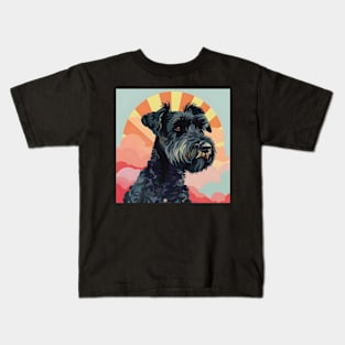 Retro Kerry Blue Terrier: Pastel Pup Revival Kids T-Shirt